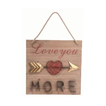 Transpac Wood 15.75 in. Brown Valentines Day Love You More Wall Decor