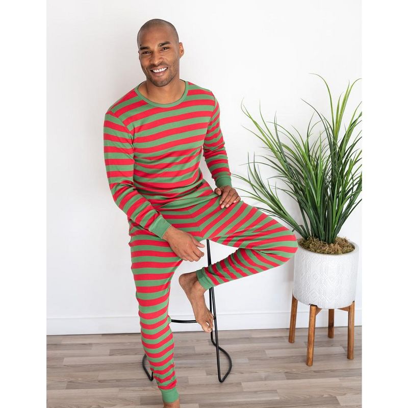 Leveret Mens Two Piece Cotton Striped Christmas Pajamas, 2 of 4