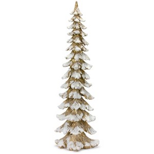 Glittering Gold Pine Tree with Snow Flocking – 34.5" by Melrose - 1 of 3