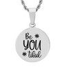 Steeltime 24" Fun Stainless Steel Pendant Necklace With Flowers And " Be You Tiful" Saying - 2 of 4