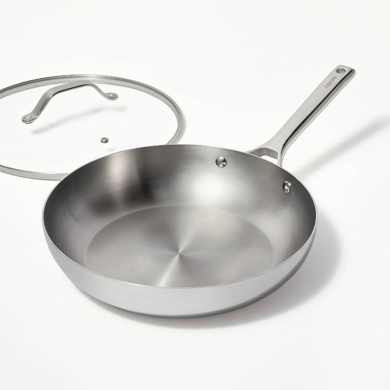 12&#34; Stainless Steel Frypan with Cover Silver - Figmint&#8482;, 4 of 10