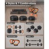 FEIERDUN Adjustable Dumbbells, 70lbs Free Weight Set with Connector, 6 in1 Dumbbells Set as Barbell, Kettlebells, Push up Stand - 2 of 4