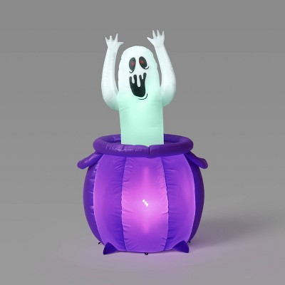 5' Ghost with Cauldron Animated LED Inflatable Up and Down Decoration White - Hyde and EEK! Boutique™