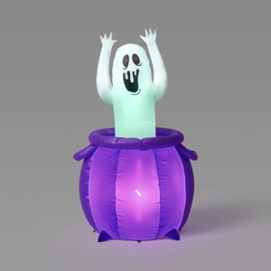 5' Ghost with Cauldron Animated LED Inflatable Up and Down Decoration White - Hyde and EEK! Boutique™ - 1 of 3