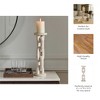 Mango Wood Candle Holder with Sculptural Chain Link Design, Modern Decorative Single Taper or Pillar Candle Stand - 4 of 4