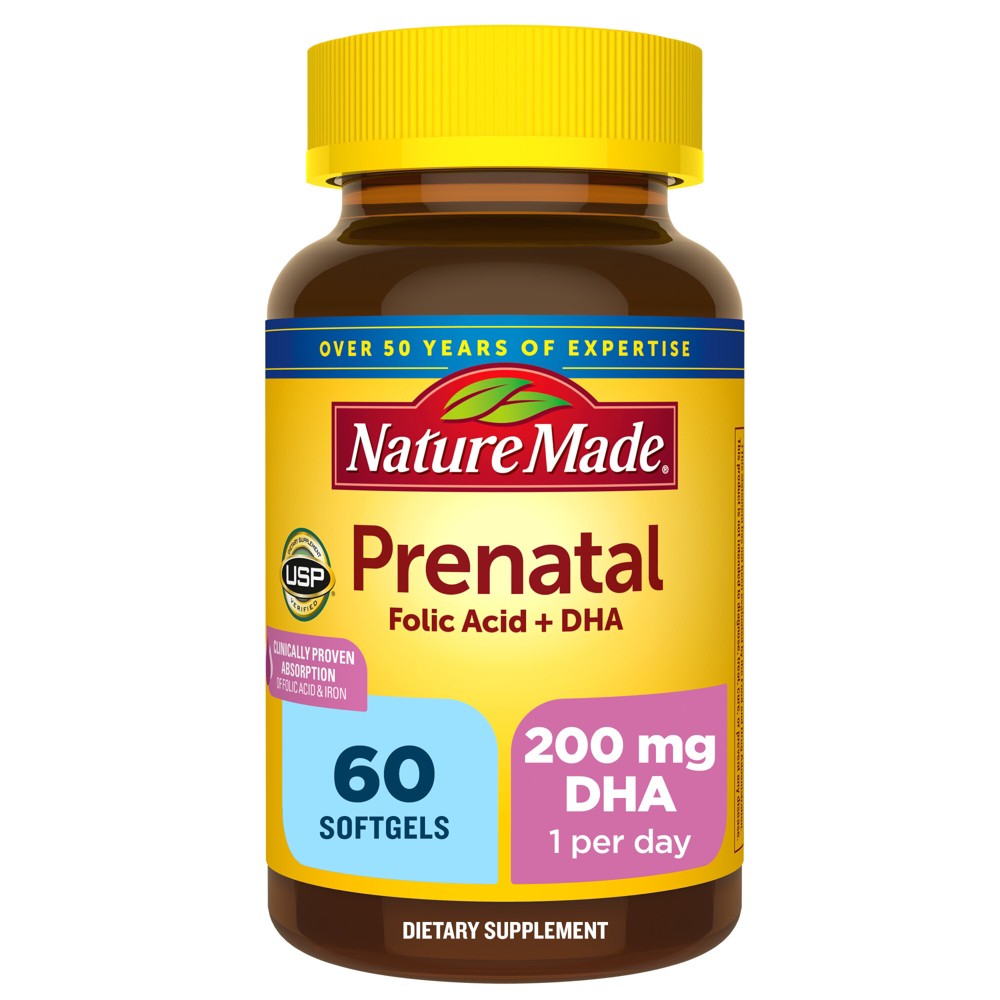Photos - Vitamins & Minerals Nature Made Prenatal with Folic Acid + DHA, Prenatal Vitamin and Mineral S
