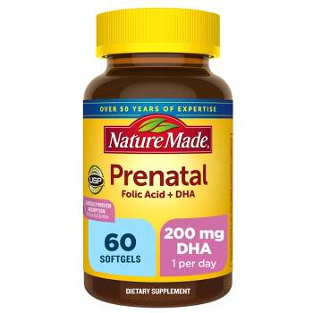 Nature Made Prenatal with Folic Acid + DHA, Prenatal Vitamin and Mineral Supplement Softgels
