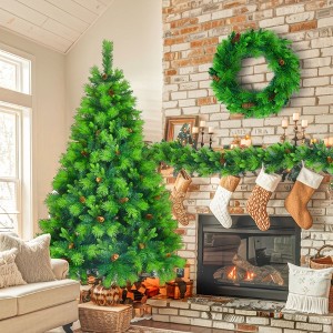 VisioGear Craft Activity Kits 6FT Grass Green Christmas Tree, Large Branches Pine Tree, Pre-Lit Set with Tree, Green - 1 of 3