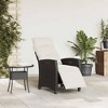 vidaXL Reclining Patio Chair Set - Black Poly Rattan Outdoor Lounger with Adjustable Backrest/Footrest - 3 of 4