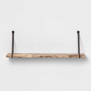 Wood Wall Shelf With Hanging Wire Natural Black Threshold Target