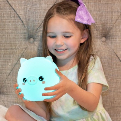 White Silicone Pig Night Light with Remote Control