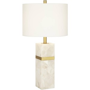 360 Lighting Arlanza 26" High Rectangular Mid Century Modern Coastal Table Lamp White Faux Alabaster Finish Single Living Room Bedroom Bedside - 1 of 4