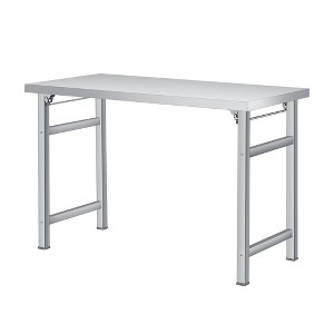Foldable Stainless Steel Table,  Mobile Commercial Prep Table with Adjustable Feet - 1 of 4