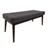 Alilang 44.00 inches Mid-Century Tufted Upholstered Bench with Wooden Legs for Entryway or Living Room-Gray - 3 of 4