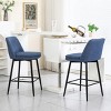 25.6" Swivel Counter Height Bar Stools Set of 2, Upholstered Linen Low Back Kitchen Island Chairs for Dining Room or Home Bar -3irtyhousy - 2 of 4