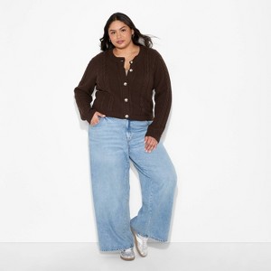 Women's Crewneck Heritage Cable Cardigan - Wild Fable™ - 1 of 3