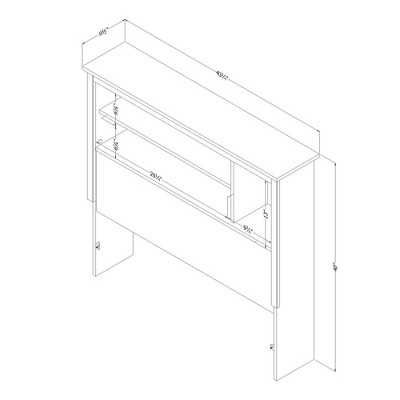 Twin Black Wood Headboard with Storage Shelves