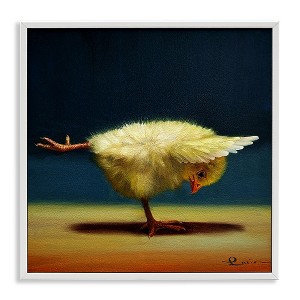 Stupell Industries Yoga Chicks Warrior III Pose Funny Animal Painting Black Framed Giclee Art - 1 of 4