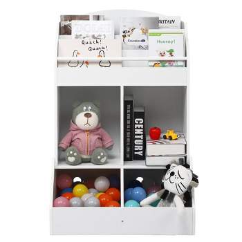 WhizMax Bookshelf Toy Storage Organizer with Multiple Shelves and Bins, Durable and Safe for Kids' Toys and Accessories