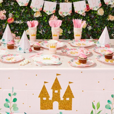 Disney Princess Birthday Party Decorations Table Wear Pink plates cups party bag