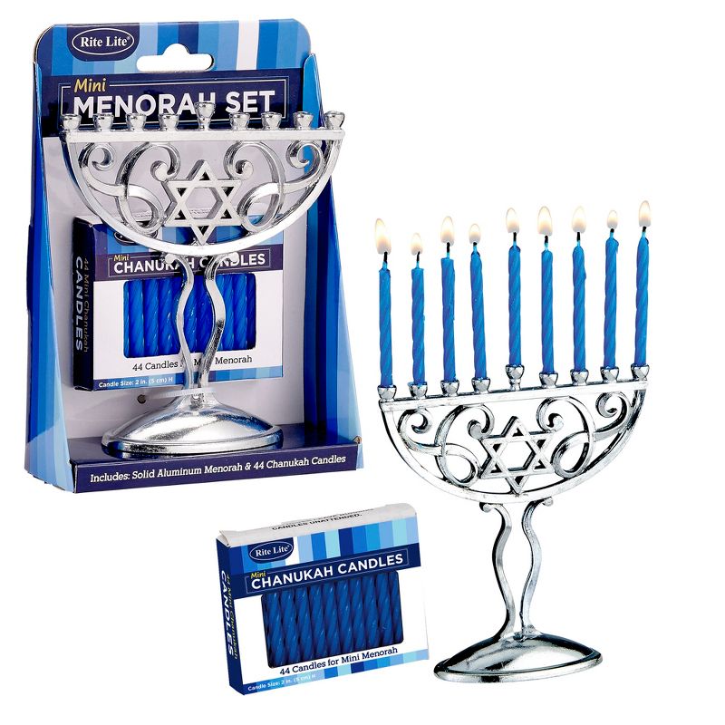Rite Lite Silver Miniature Menorah Set with Candles 5.5 Inches, 3 of 4