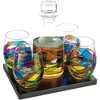 The Wine Savant Beautiful Hand Painted Whiskey & Wine Decanter Set Includes 4 H& Painted Glasses Set on a Wooden Tray - 750 ml - 3 of 4