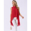 INSPIRE CHIC Women's Casual Tie Back Asymmetrical High Low Sleeveless Mock Neck Flowy Blouse - 4 of 4