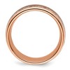 Chisel Stainless Steel Polished Rose IP-plated with Wood and Antler Inlay 8mm Band Ring - 2 of 4