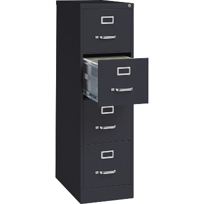 Lorell 4-Drawer Vertical File w/ Lock 15"x25"x52" Black 60650