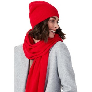 Style Republic 100% Pure Cashmere Women’s Ribbed Cuff Beanie - Red - 1 of 2