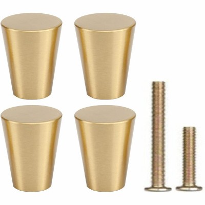 attop 4Pcs 0.79"x0.98" Solid Brass Cabinet Knobs Handle Cone Shoe Book Drawer Knob Handle (Brass)