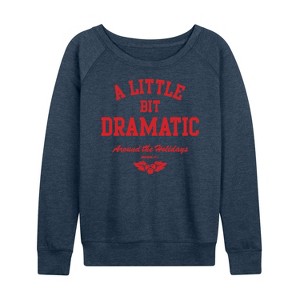 Women's - Mean Girls - Little Bit Dramatic Around Holidays Lightweight French Terry Wide Neck Long Sleeve Shirt - 1 of 4