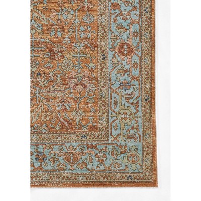 Orange and Blue Rectangular Synthetic Rug 9'3" x 11'10"