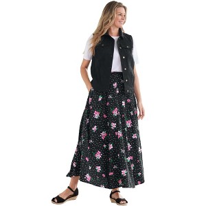 Woman Within Women's Plus Size Stretch Denim Vest - 1 of 4