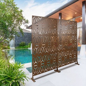 CAVINAS Privacy Screen Modern Metal Fence Panels with Geometric Pattern for Garden Decor and Patio Decor, 76" H×48" W - 1 of 4
