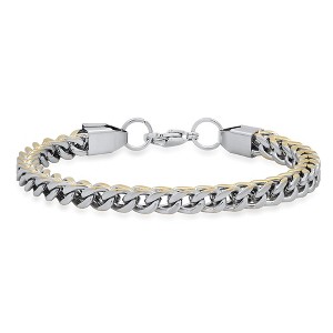 Steeltime Men's two tone stainless steel and 18k gold plated wheat link bracelet - 1 of 4