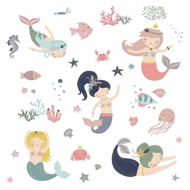 Sweet Pastel Mermaids Peel and Stick Wall Decal - RoomMates, 5 of 7