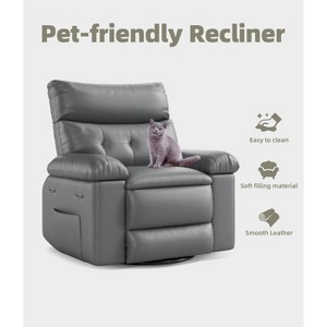 27" Oversized Recliner Chairs with Heat and Massage - 360° Swivel Lazy Recliner Chair for Adults- Manual Rocking Chair with Remote Control - 1 of 4