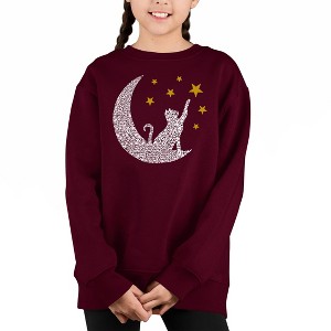 LA Pop Art Cat Moon - Girl's Word Art Crewneck Sweatshirt - 1 of 4
