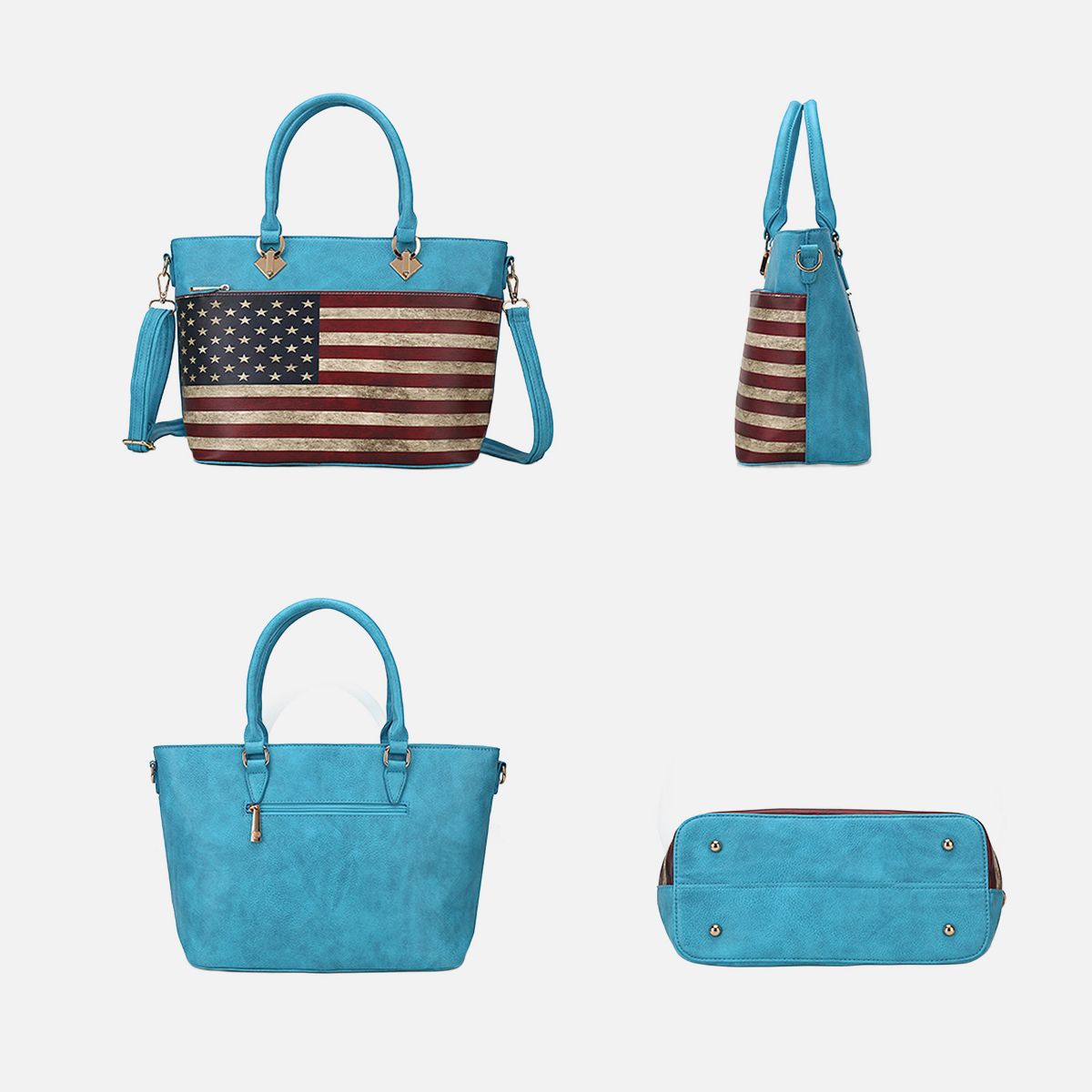 Tote Bag Patriotic Print Zip Closure, Lilian | MKF Collection by Mia K - thumbnail 6