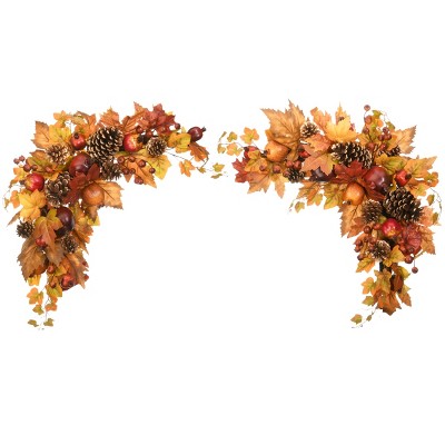 30" Harvest Maple Leaves Corner Swags