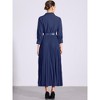 INSPIRE CHIC Women's Casual Pleated Collar V Neck Belted Maxi Dresses - 3 of 4