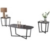 Kings Brand Furniture Bladen 3 Piece Modern Occasional Table Set - Includes Coffee Table and 2 End Side Tables Living Room Sets, Black & Brown - 3 of 3