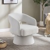 PAGED 360 Degree Swivel Accent Chair Velvet Accent Armchair with Swivel Pedestal Base, Round Barrel Design for Bedroom - 3 of 4