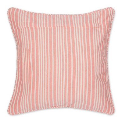 Coral Chambray Striped Recycled Cotton Euro Throw Pillow Covers, Set of 2