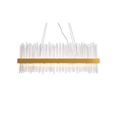 Gold and Glass Modern Island Chandelier with Adjustable Height