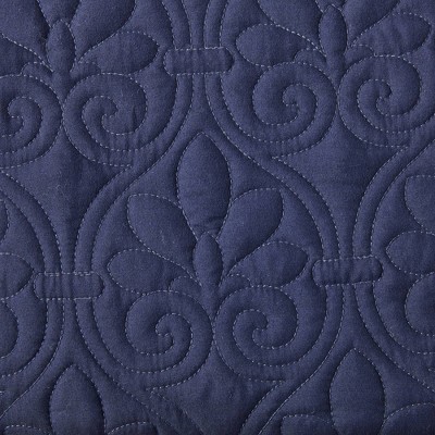 Navy Microfiber Queen Bedspread Set with Shams