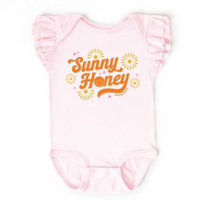 The Juniper Shop SmileyWorld Sunny Honey Flutter Sleeve Bodysuit - 1 of 4