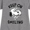 - Peanuts - Keep On Smiling Graphic Short Sleeve Fleece Dress - 2 of 4