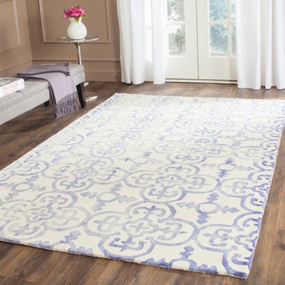 Ivory & Blue Hand-Tufted Wool Rectangular Rug 8' x 10'